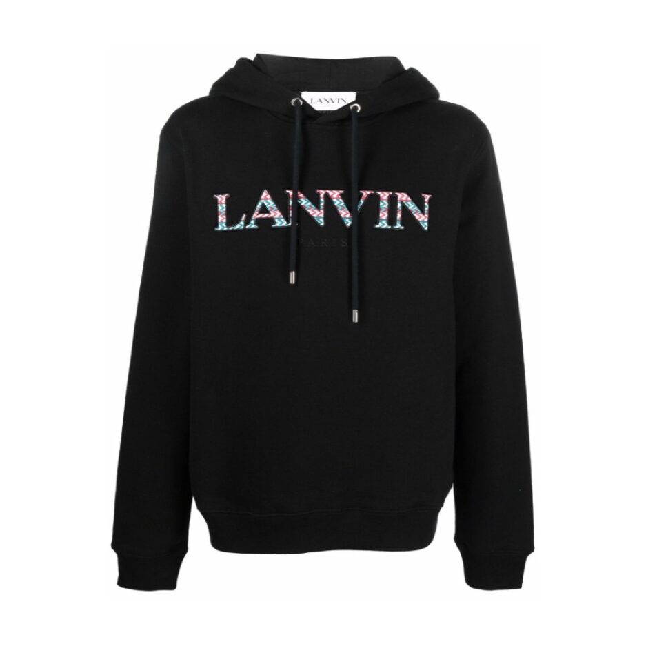 Lanvin Embroidered-Logo Drawstring Hoodie