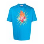 Lanvin Heart Print T-Shirt Blue