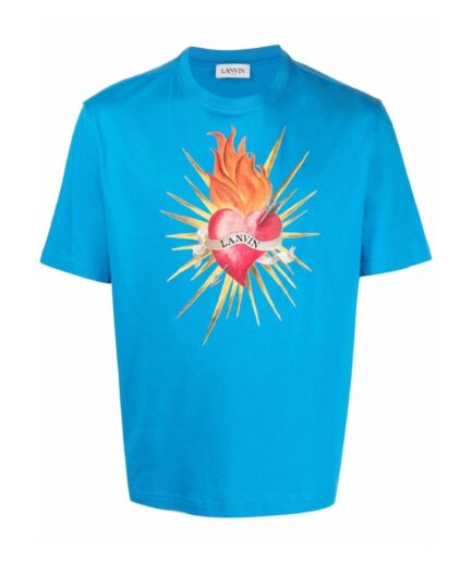 Lanvin Heart Print T-Shirt Blue