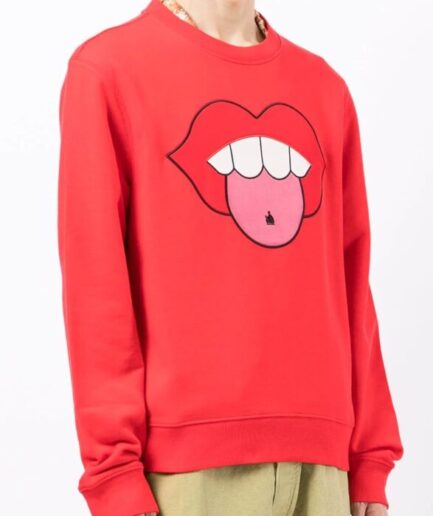 Lanvin Mouth Patched Graphic Sweatshirt Red