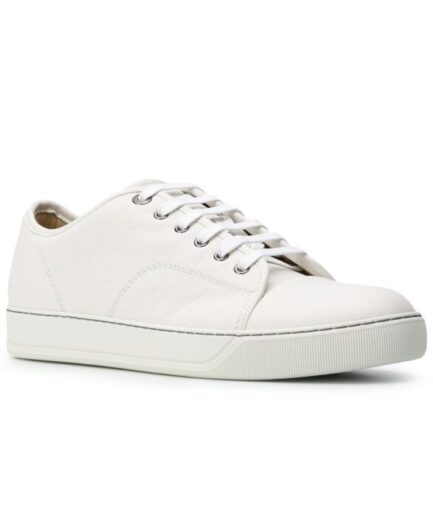 Lanvin Clay Lace Up Leather Trainers white