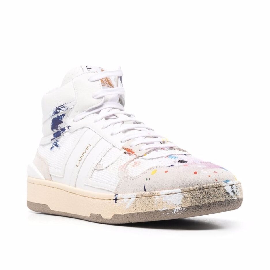 Lanvin Clay Paint Splatter High Top Sneakers white