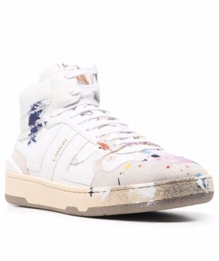 High Top Lanvin Clay Paint Splatter Sneakers white