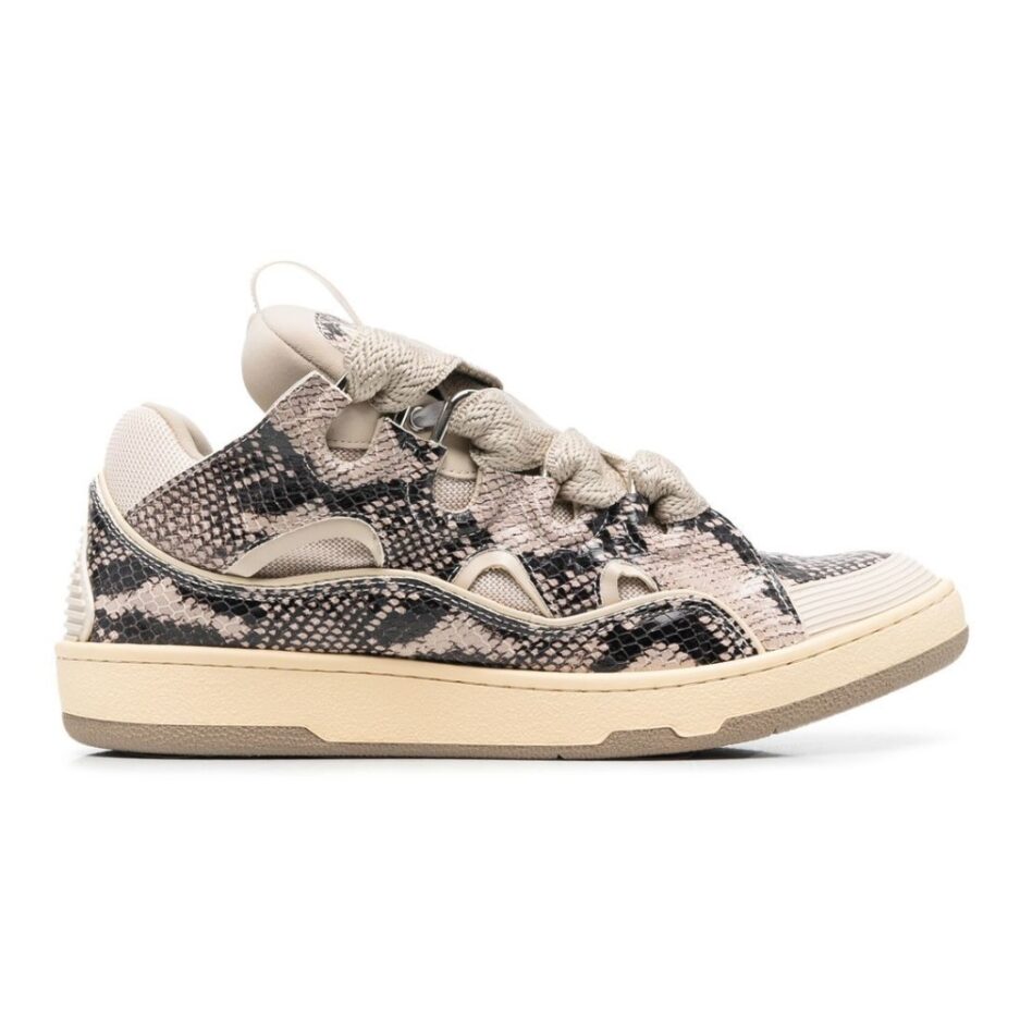 Lanvin Python Print Curb Low Top Trainers