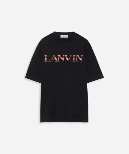 Black Lanvin Classic Curb Red Letter T Shirt