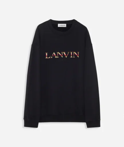 Embroidered Lanvin Paris Black Curb Sweatshirt